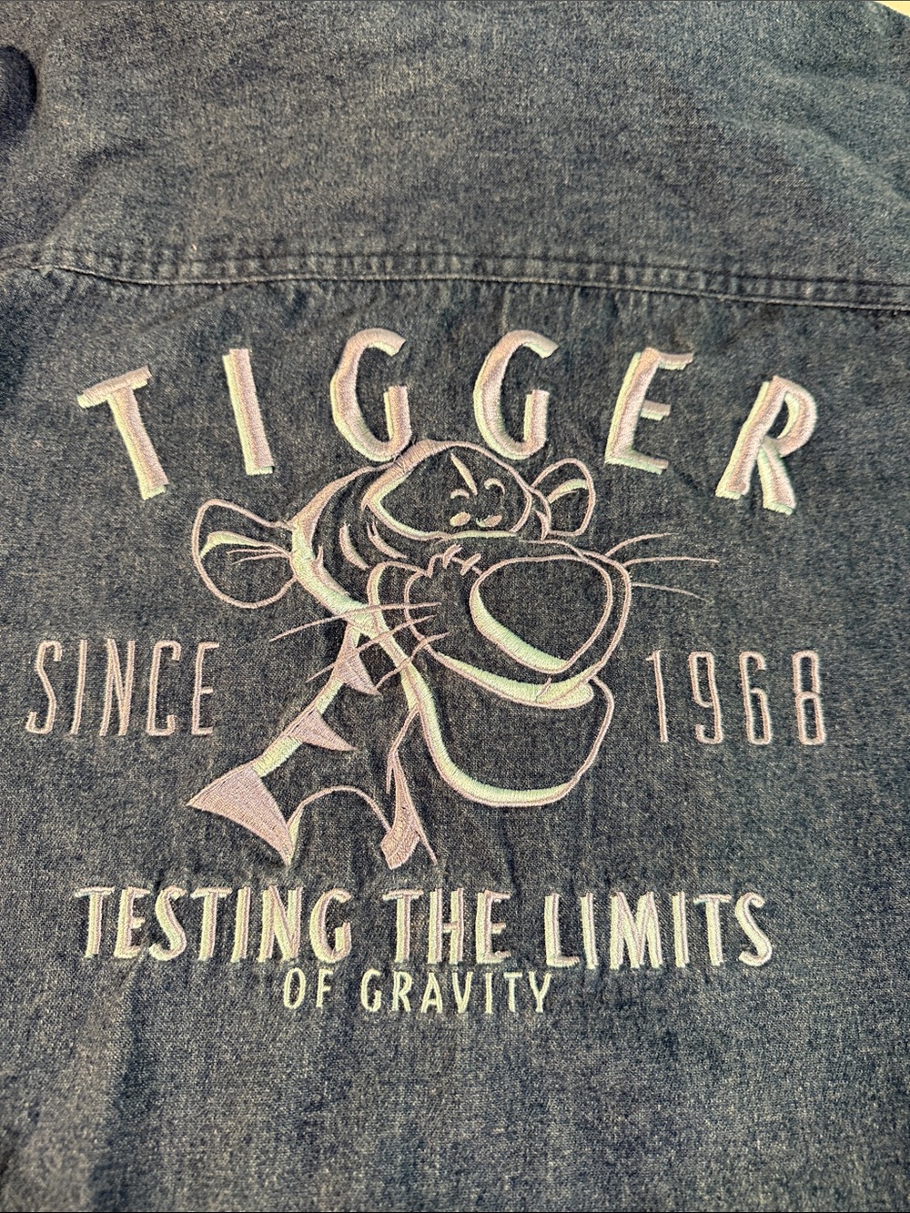 Disney, Tigger, Denim Button-Up Shirt with Embroidered Tigger Pocket - Picture 6 of 8